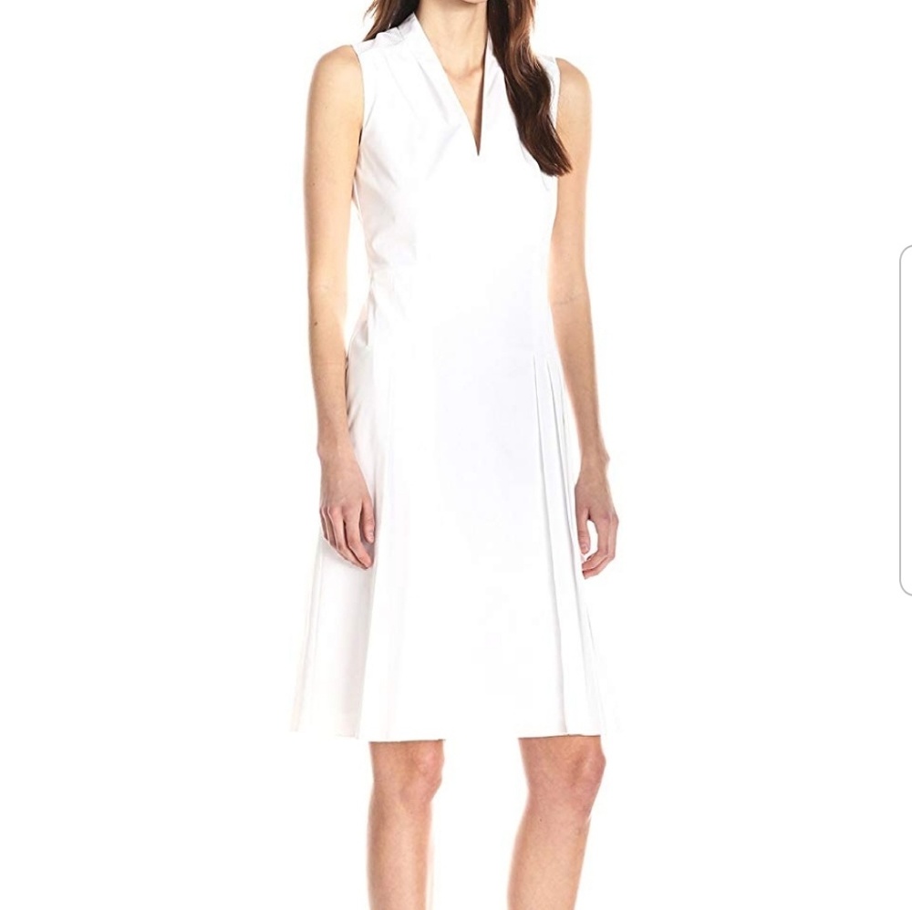 Elie Tahari Cotton Poplin Pleated Dresd